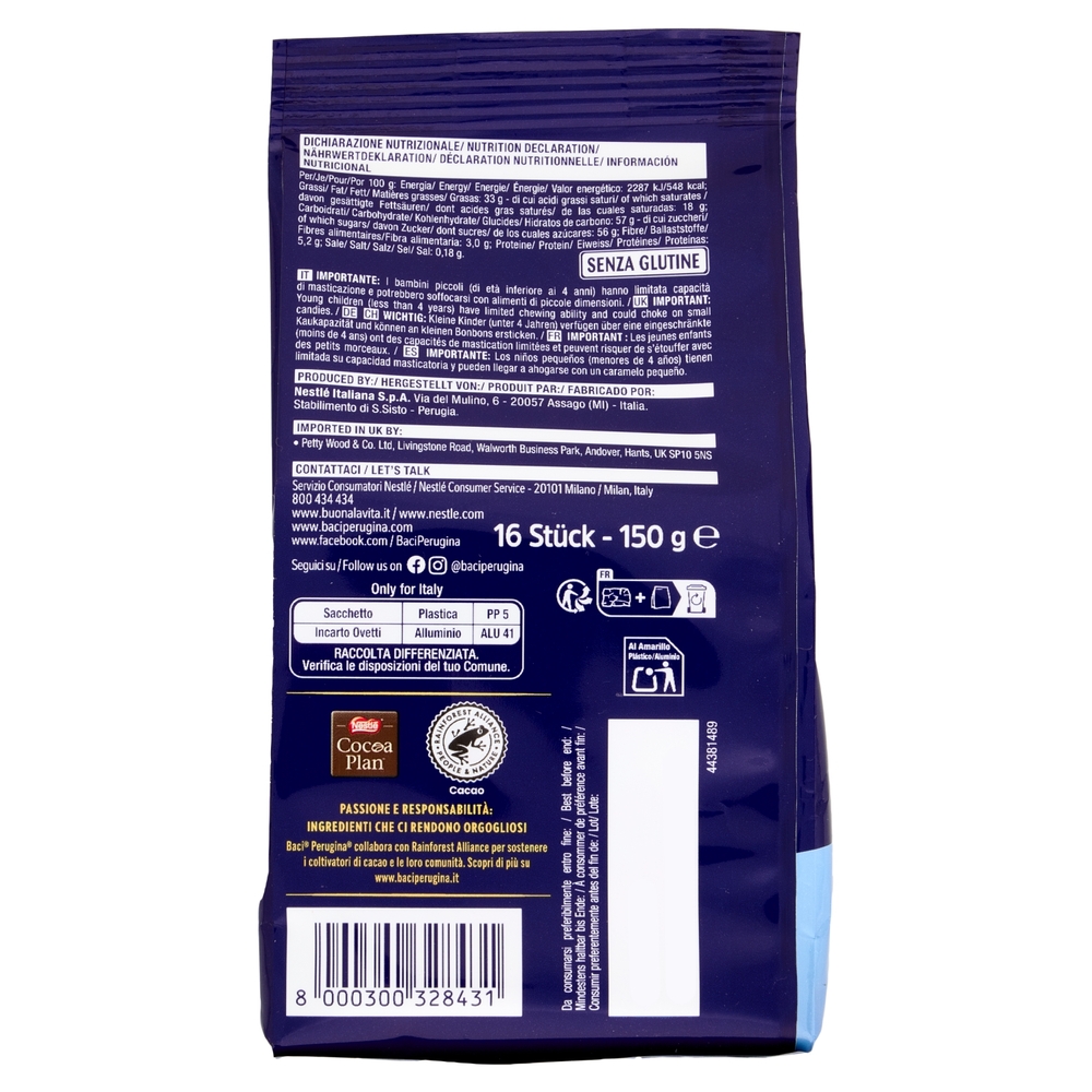 BACI PERUGINA Ovetti di cioccolato al latte finissimo sacchetto 150 g