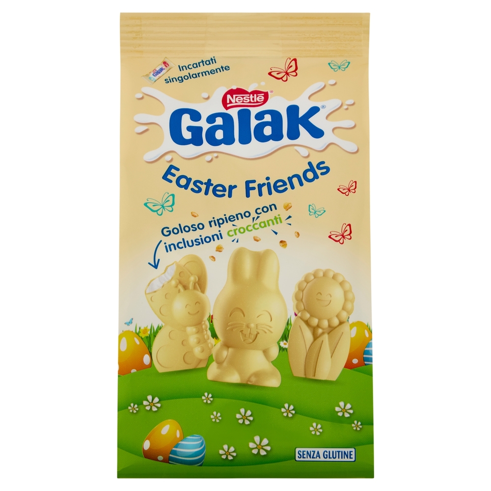 GALAK Easter Friends Personaggi Pasquali di Cioccolato Bianco e Cereali Sacchetto 147 g