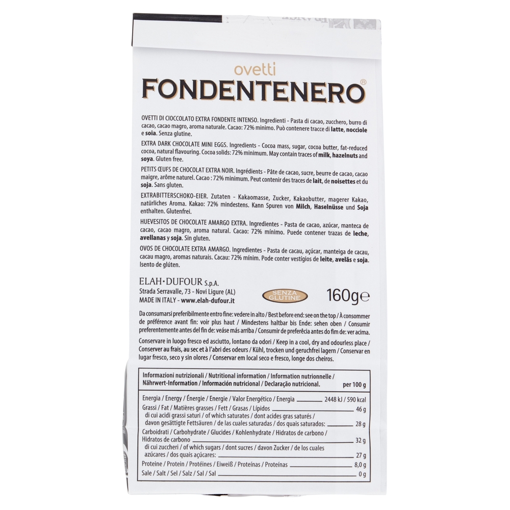 Novi ovetti Fondentenero Cioccolato extra fondente intenso 160 g