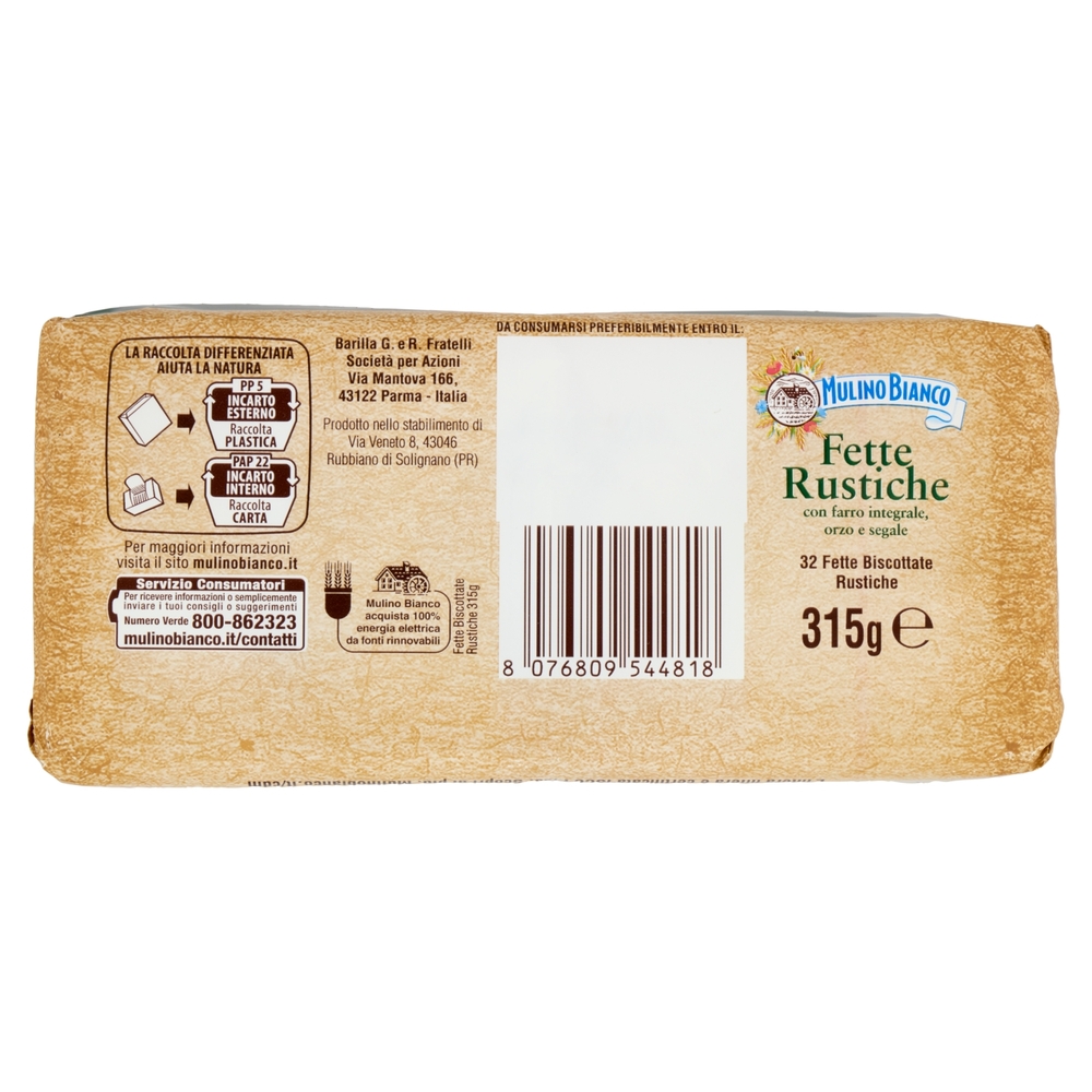 Mulino Bianco Fette Biscottate Rustiche 315g