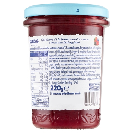 Zuegg Zero Zuccheri Aggiunti* Frutti di Bosco 220 g