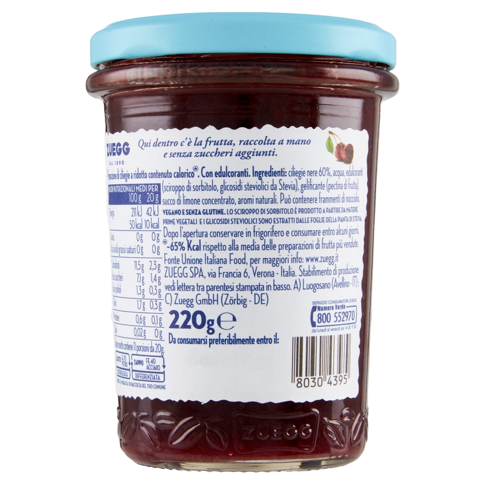 Zuegg Zero Zuccheri Aggiunti* Ciliegie Nere 220 g