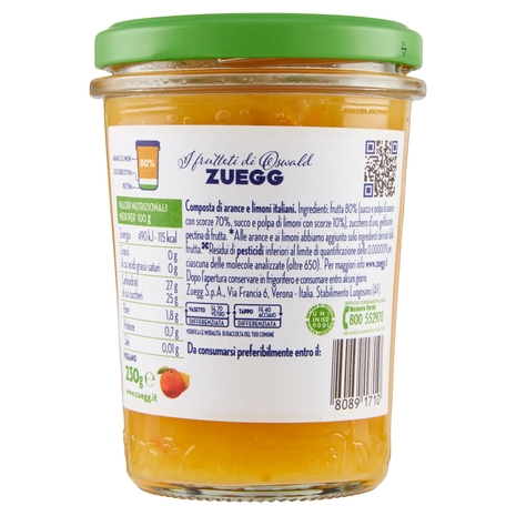 Zuegg I frutteti di Oswald Zuegg Zero Residui 100% da Frutta* Arance Limoni Italiani 230 g