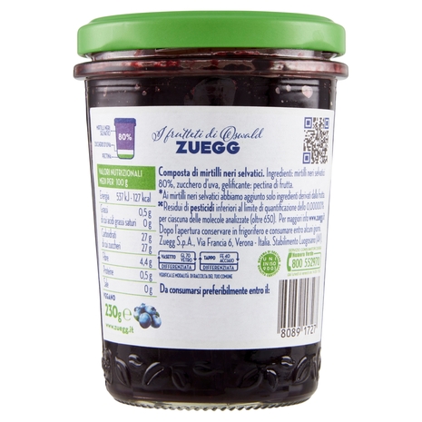 Zuegg I frutteti di Oswald Zuegg Zero Residui 100% da Frutta* Mirtilli Selvatici 230 g