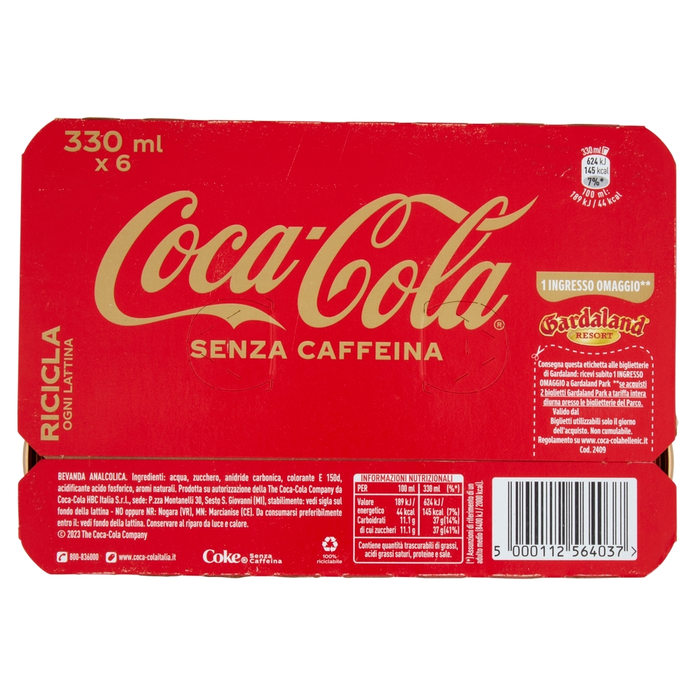 Coca-Cola Senza Caffeina 6 x 33 cl