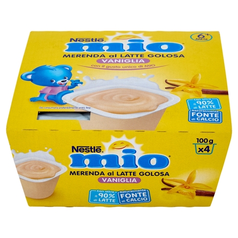 NESTLÉ MIO MERENDA AL LATTE VANIGLIA da 6 mesi, 4 vasetti da 100g
