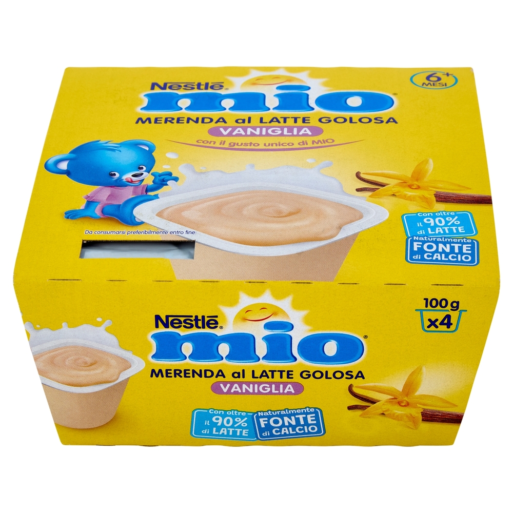 NESTLÉ MIO MERENDA AL LATTE VANIGLIA da 6 mesi, 4 vasetti da 100g