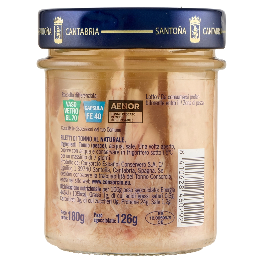 Consorcio Filetti di Tonno al naturale 180 g