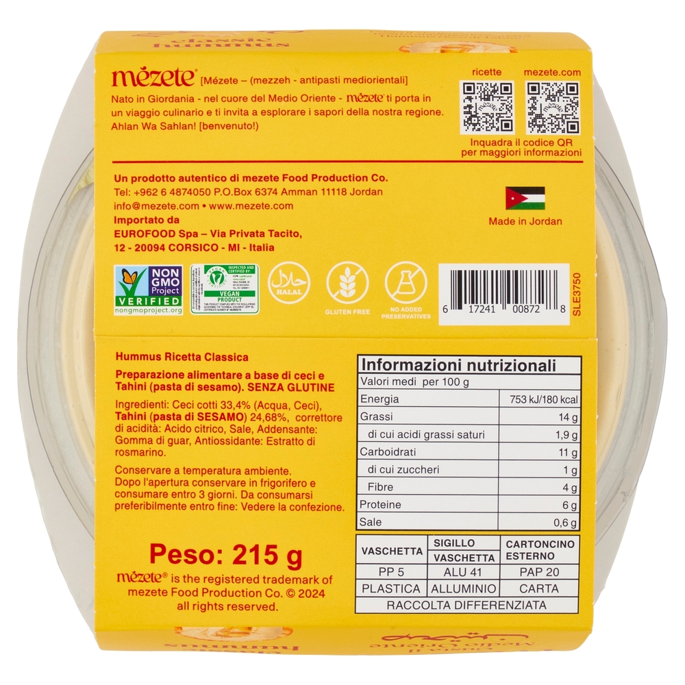 mézete hummus classic 215 g