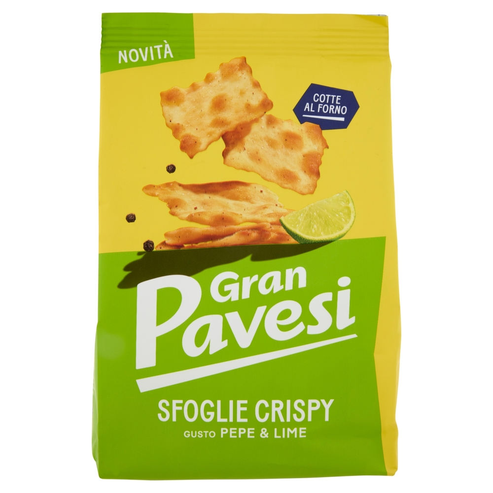 Gran Pavesi Sfoglie Crispy Gusto Pepe & Lime Snack Cotte al Forno 150g