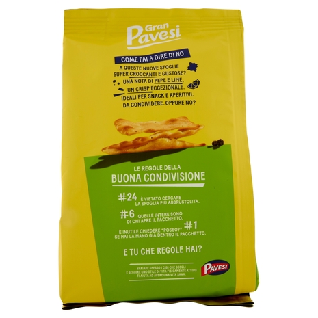 Gran Pavesi Sfoglie Crispy Gusto Pepe & Lime Snack Cotte al Forno 150g