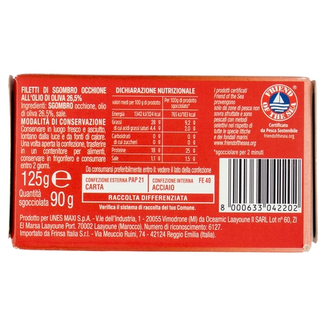 Filetti di Sgombro Occhione all'Olio di Oliva 26,5% U!