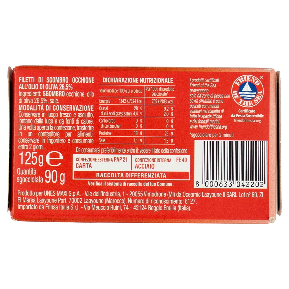 Filetti di Sgombro Occhione all'Olio di Oliva 26,5% U!