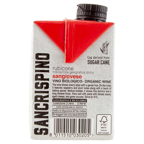 Sancrispino Bio rubicone igt sangiovese Vino Biologico 500 ml