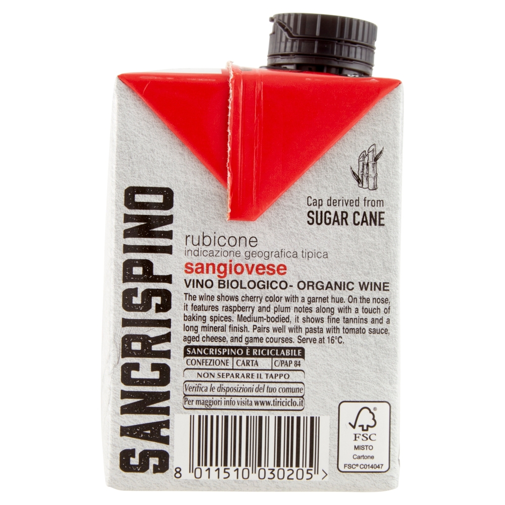 Sancrispino Bio rubicone igt sangiovese Vino Biologico 500 ml