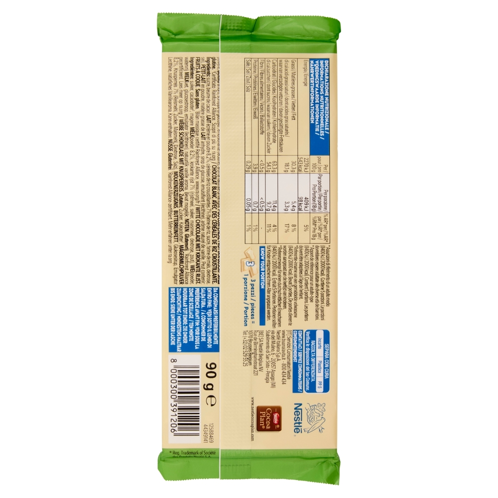 GALAK PoPri Tavoletta Cioccolato Bianco con Cereali Croccanti 90g