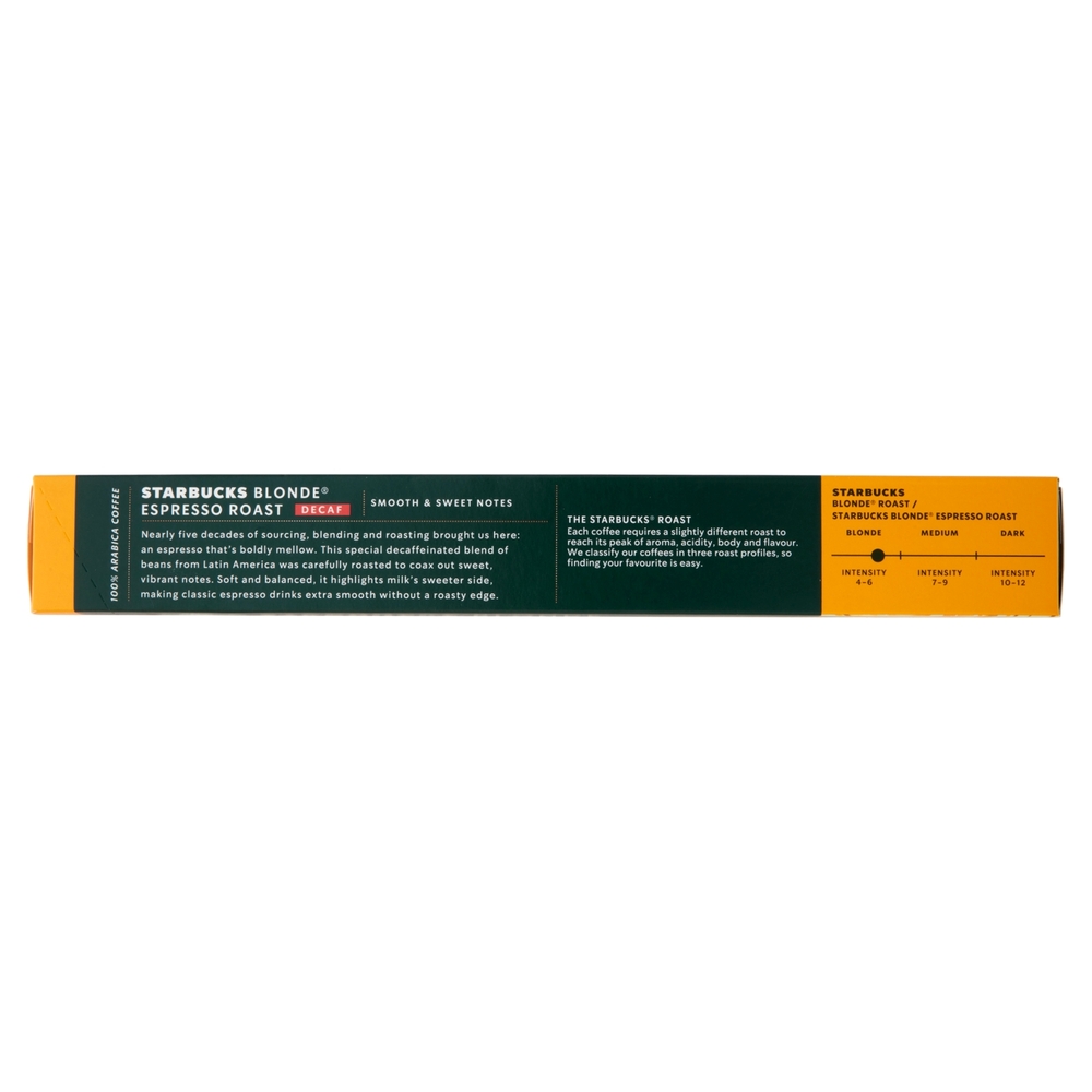 STARBUCKS Decaf Blonde Espresso Roast by Nespresso Caffè Decaffeinato 10 capsule 55 g
