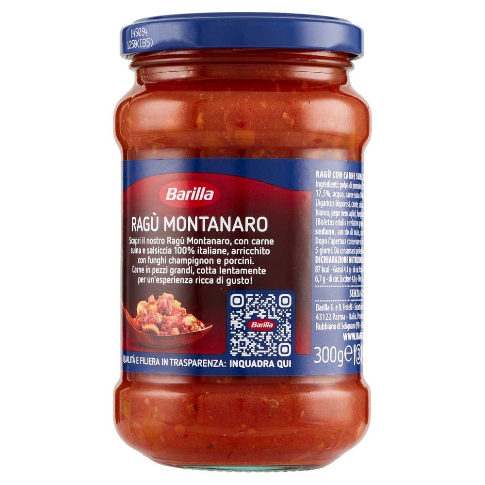 Barilla Sugo Ragù Montanaro con Funghi Condimento per Pasta 300g