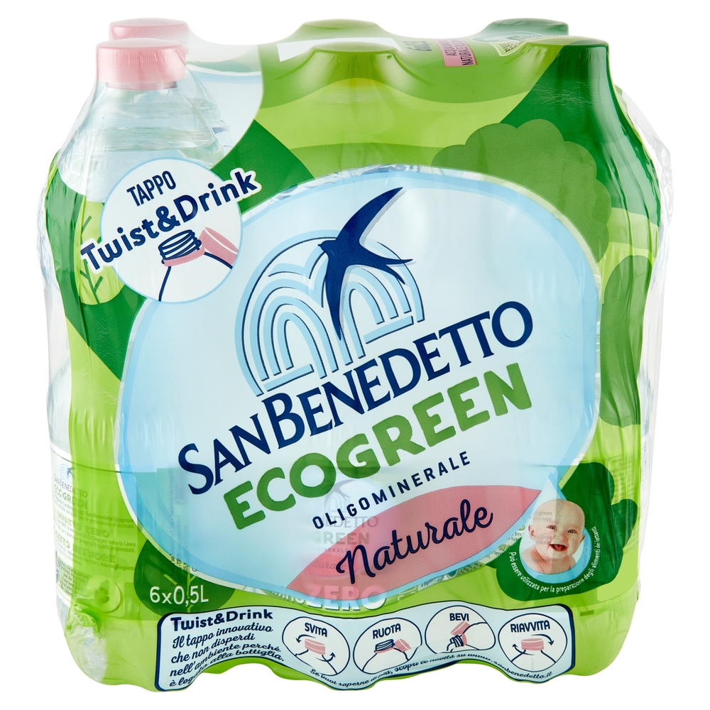San Benedetto Acqua Naturale Benedicta Ecogreen 6 x 0,5 L
