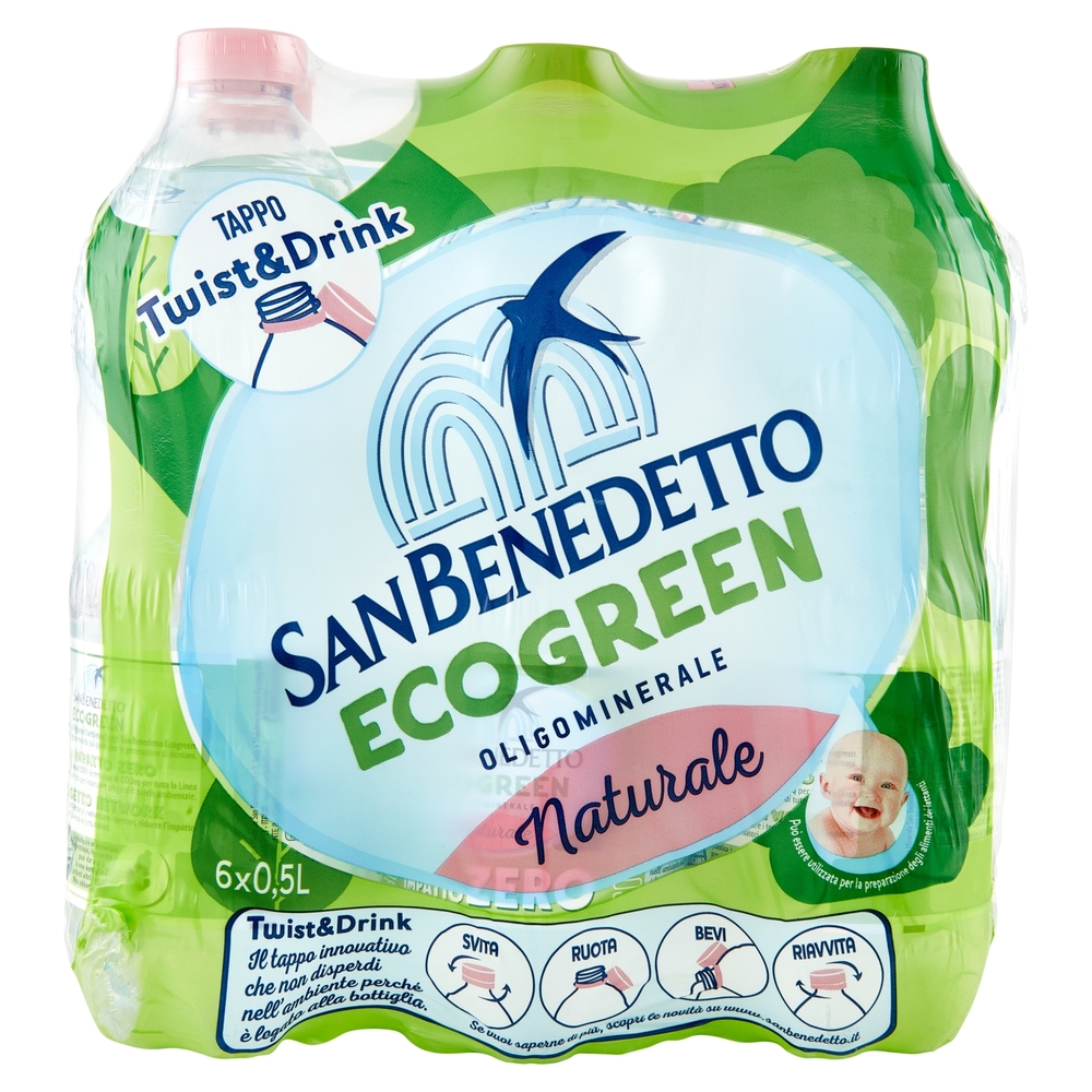 San Benedetto Acqua Naturale Benedicta Ecogreen 6 x 0,5 L