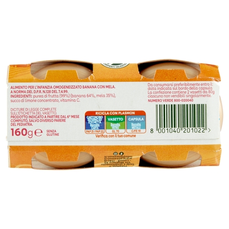 Plasmon Omogeneizzato Banana Mela 2 x 80 g