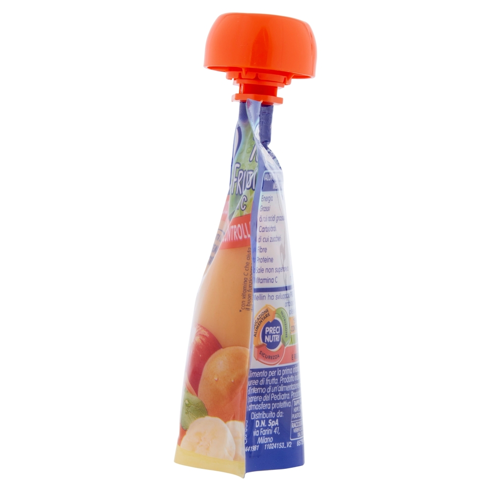 MELLIN Merenda di Frutta 100% Frutta Mista con Mela, Pera, Banana, Albicocca Pouch 90 g