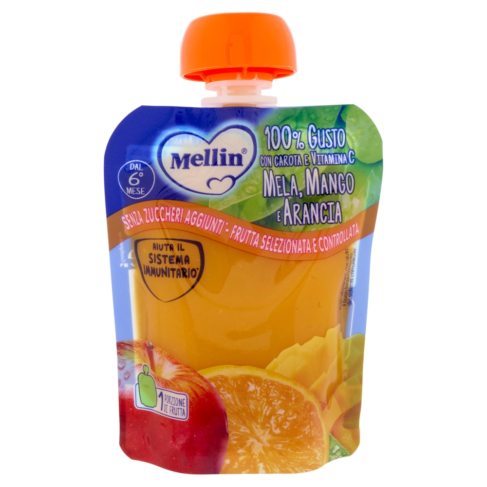 MELLIN Merenda di Frutta 100% Arancia e Mango Pouch 90 g