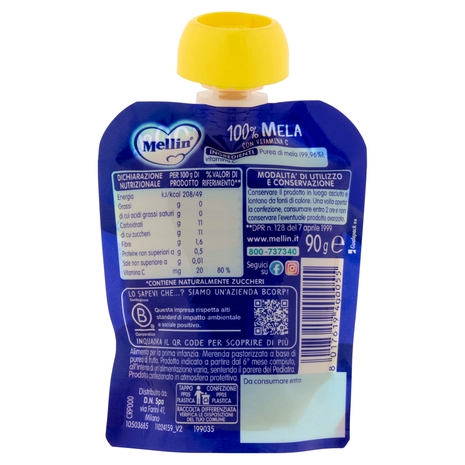 MELLIN Merenda di Frutta 100% Mela Pouch 90 g
