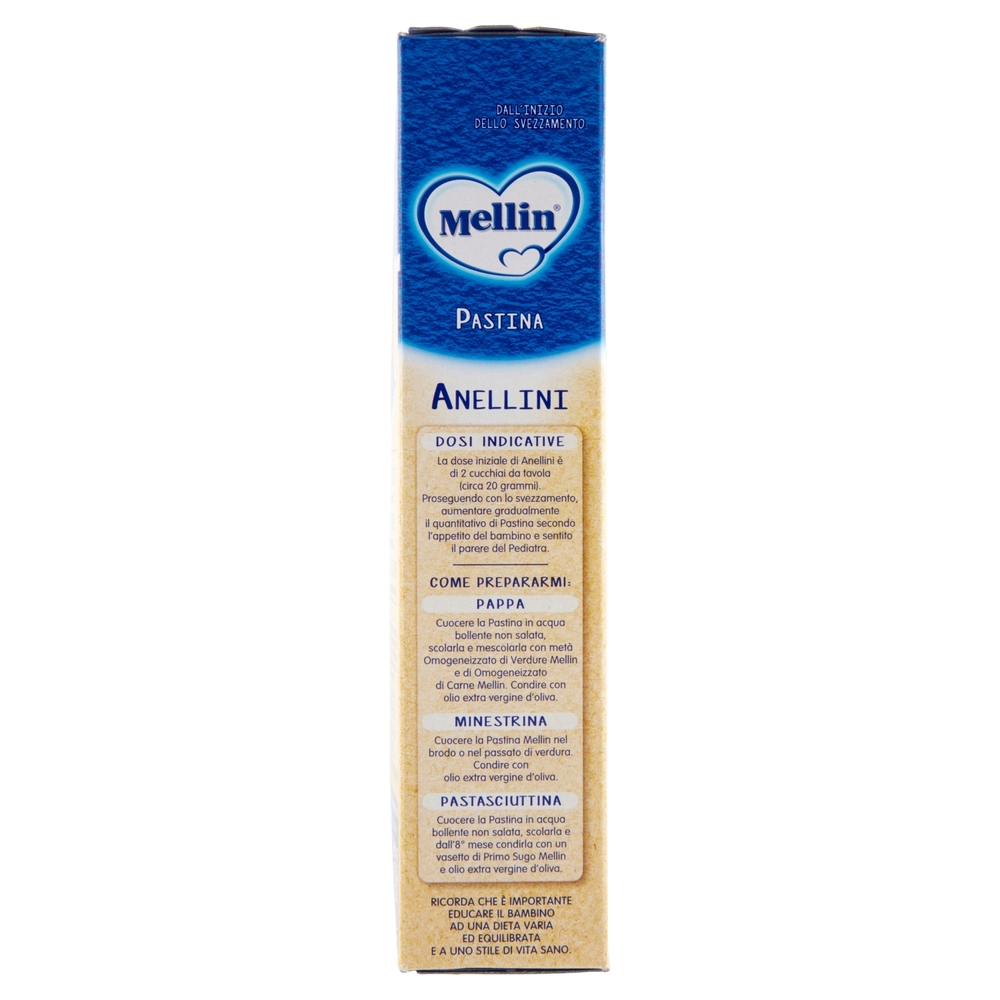 MELLIN Pastina 100% Naturale Anellini con farina Grano Tenero 320 g