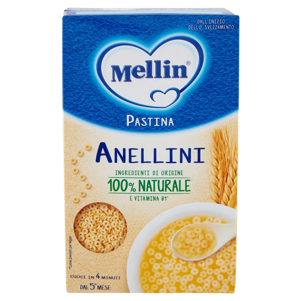 MELLIN Pastina 100% Naturale Anellini con farina Grano Tenero 320 g