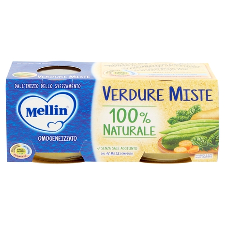 Mellin Verdure Miste 100% Naturale Omogeneizzato 2 x 80 g