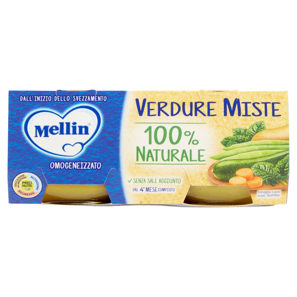 Mellin Verdure Miste 100% Naturale Omogeneizzato 2 x 80 g