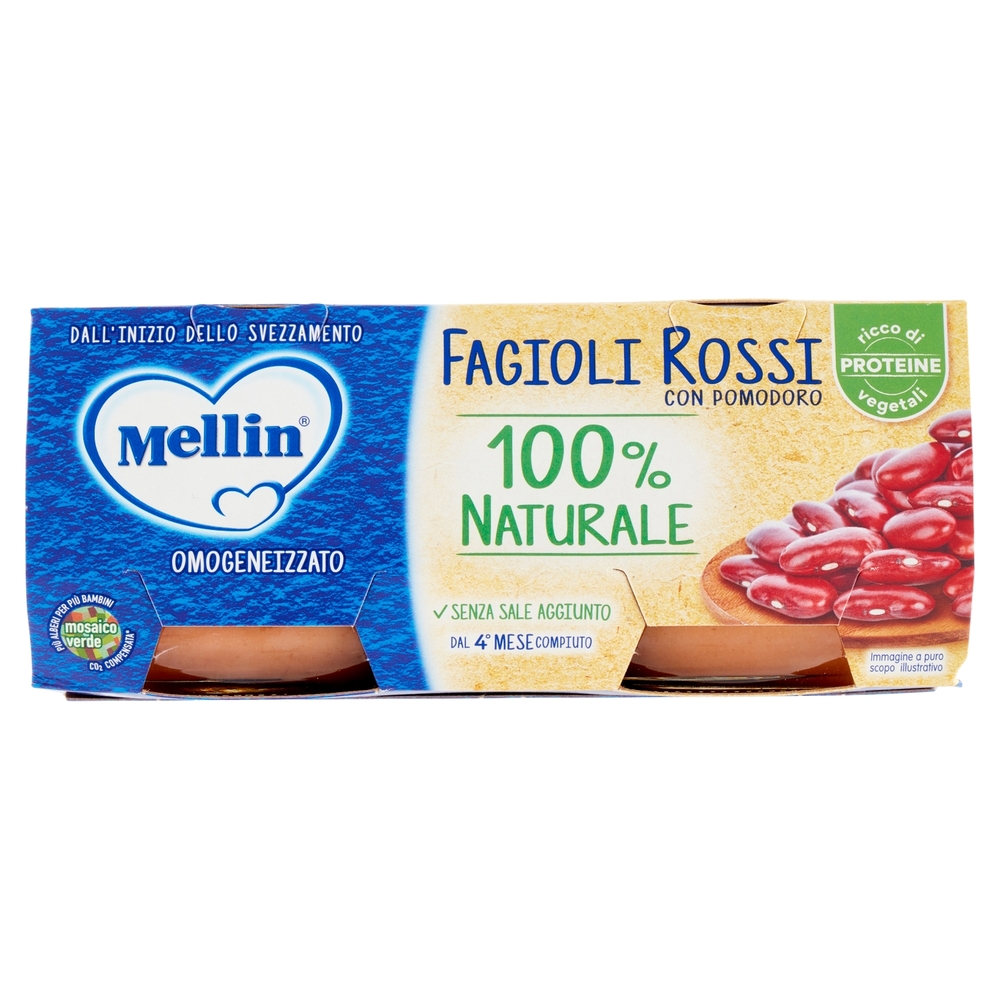 Mellin Fagioli Rossi con Pomodor 100% Naturale Omogeneizzato 2 x 80 g