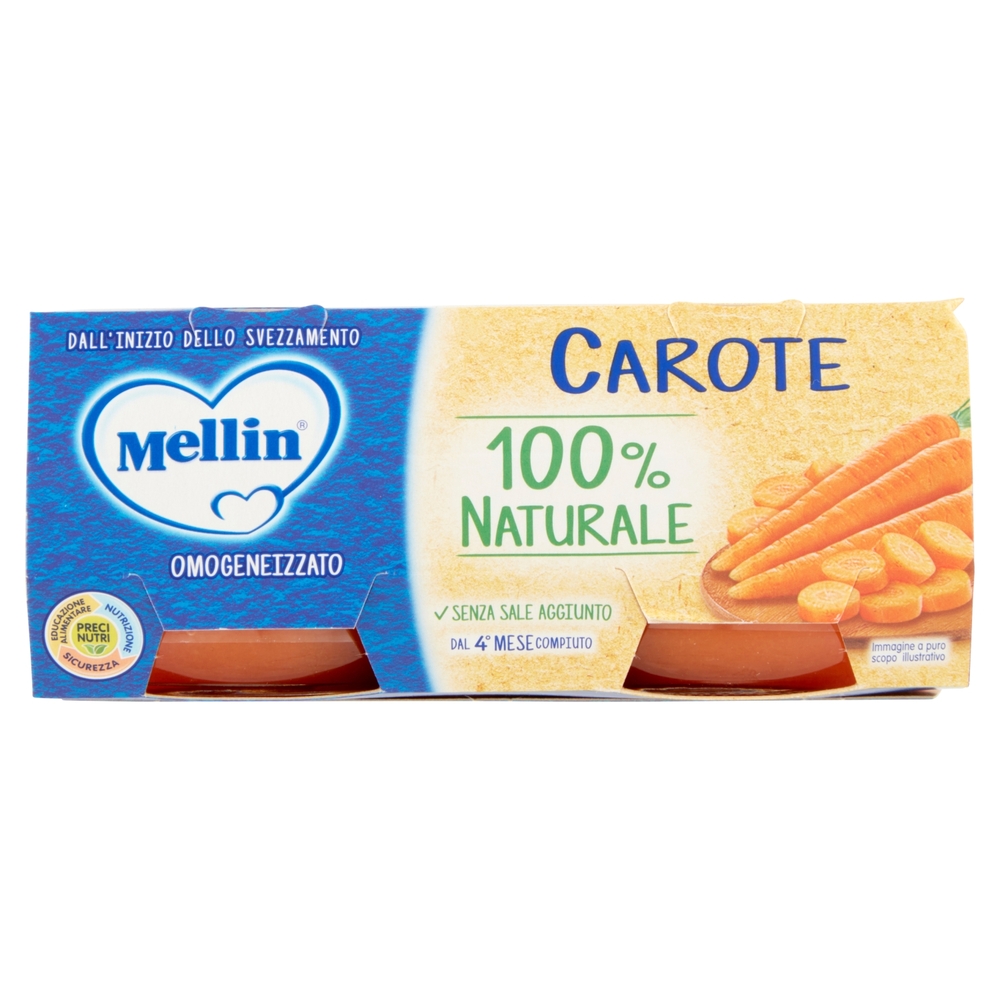Mellin Carote 100% Naturale Omogeneizzato 2 x 80 g
