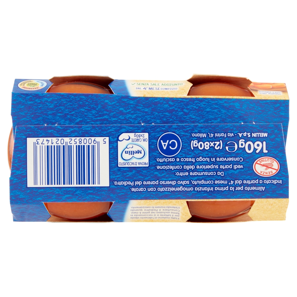 Mellin Carote 100% Naturale Omogeneizzato 2 x 80 g