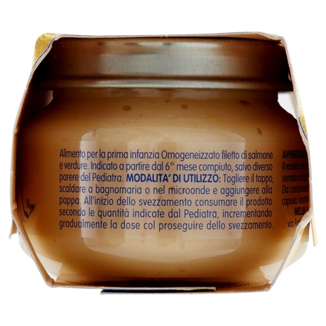 Mellin Salmone e Verdure 100% Naturale Omogeneizzato 2 x 80 g