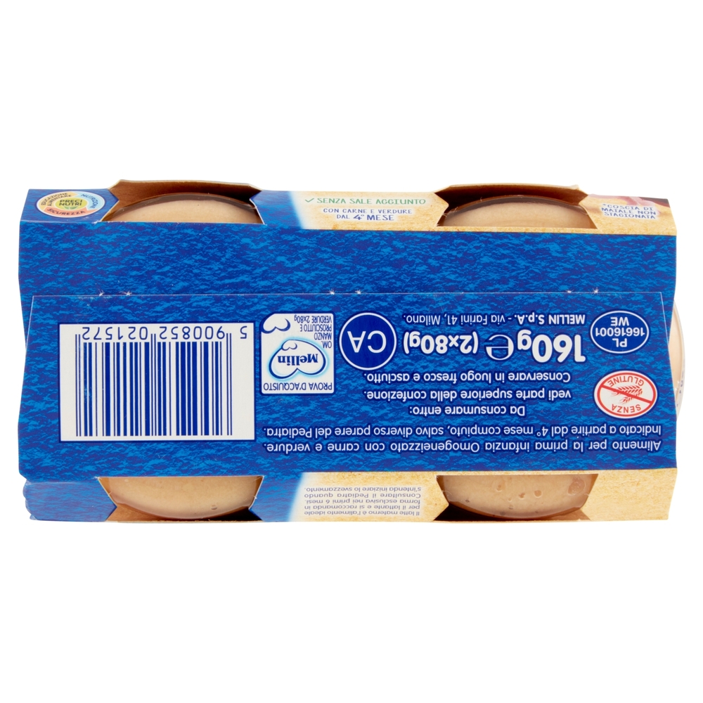 Mellin Manzo Prosciutto* e Verdure 100% Naturale Omogeneizzato 2 x 80 g