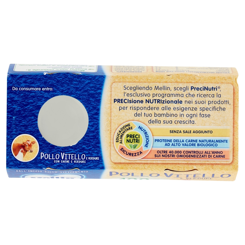 Mellin Pollo Vitello e Verdure 100% Naturale Omogeneizzato 2 x 80 g