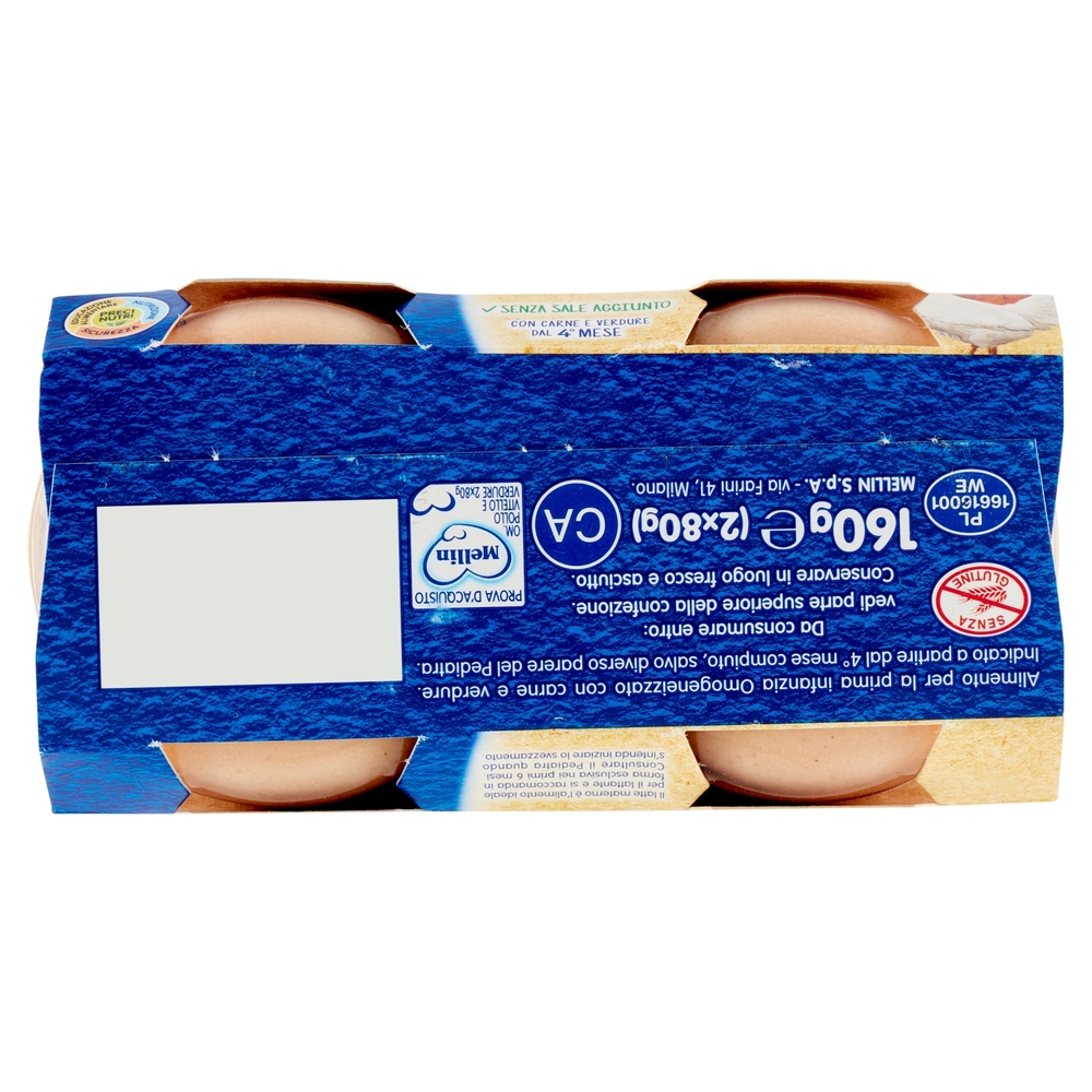 Mellin Pollo Vitello e Verdure 100% Naturale Omogeneizzato 2 x 80 g